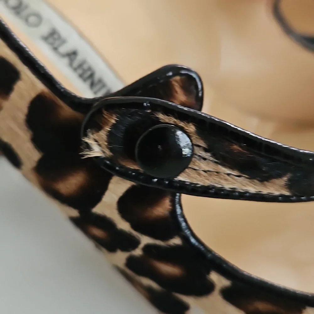 Manolo Blahnik Campari Pony Hair Animal Print Mary Jane Pump Size 40.5